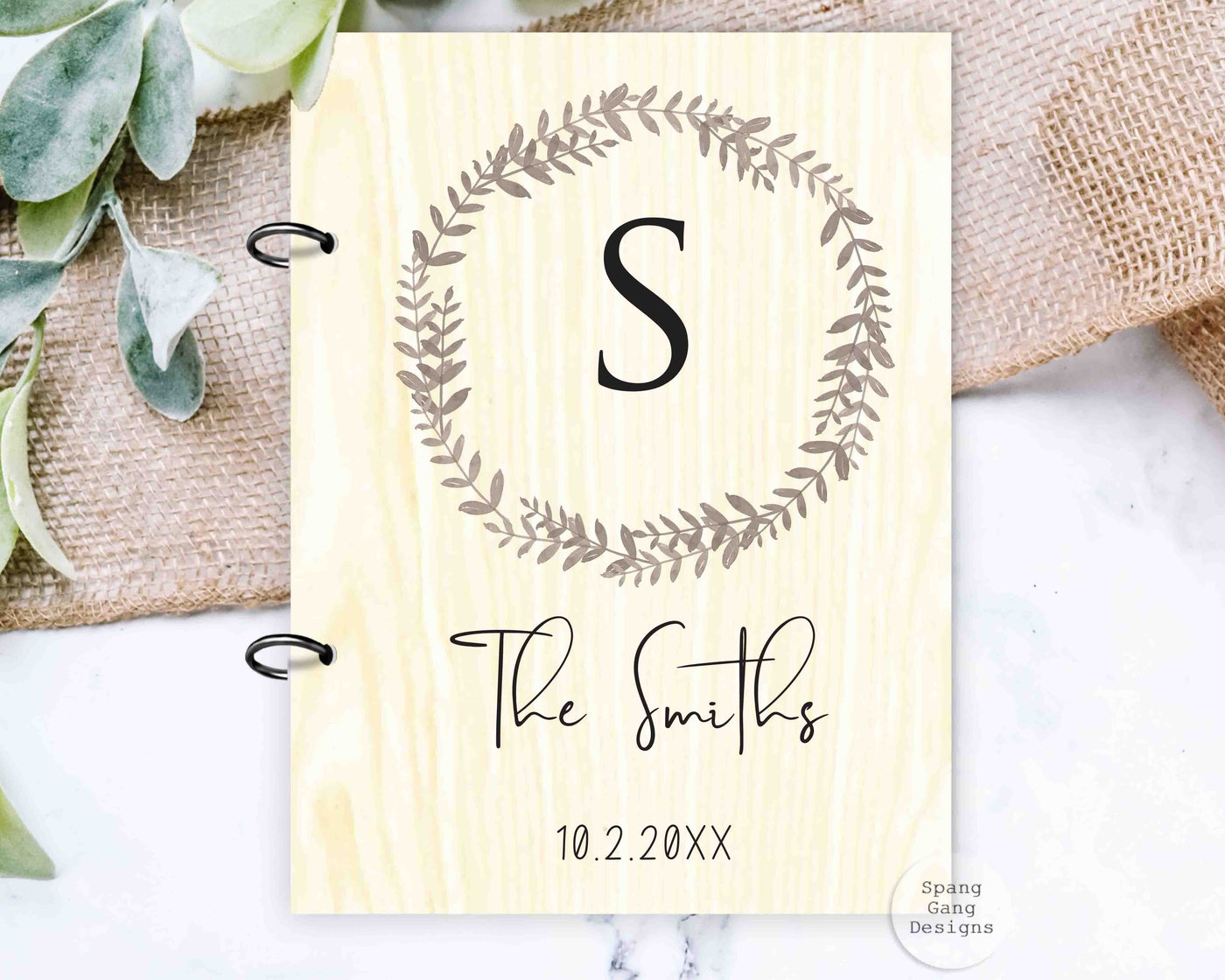 Wood Card Holder - Family Wreath