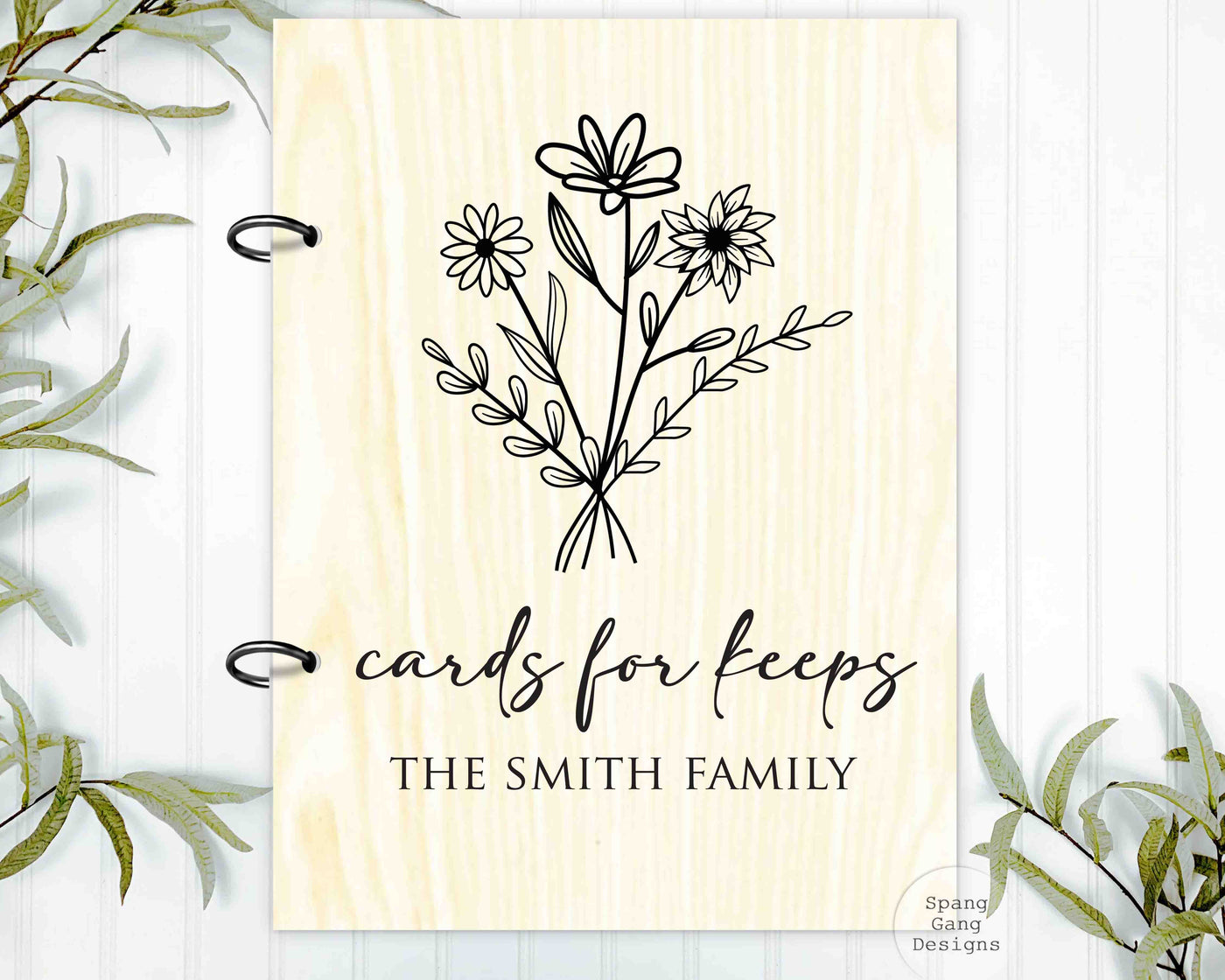 Wood Card Holder - Flower Bouquet